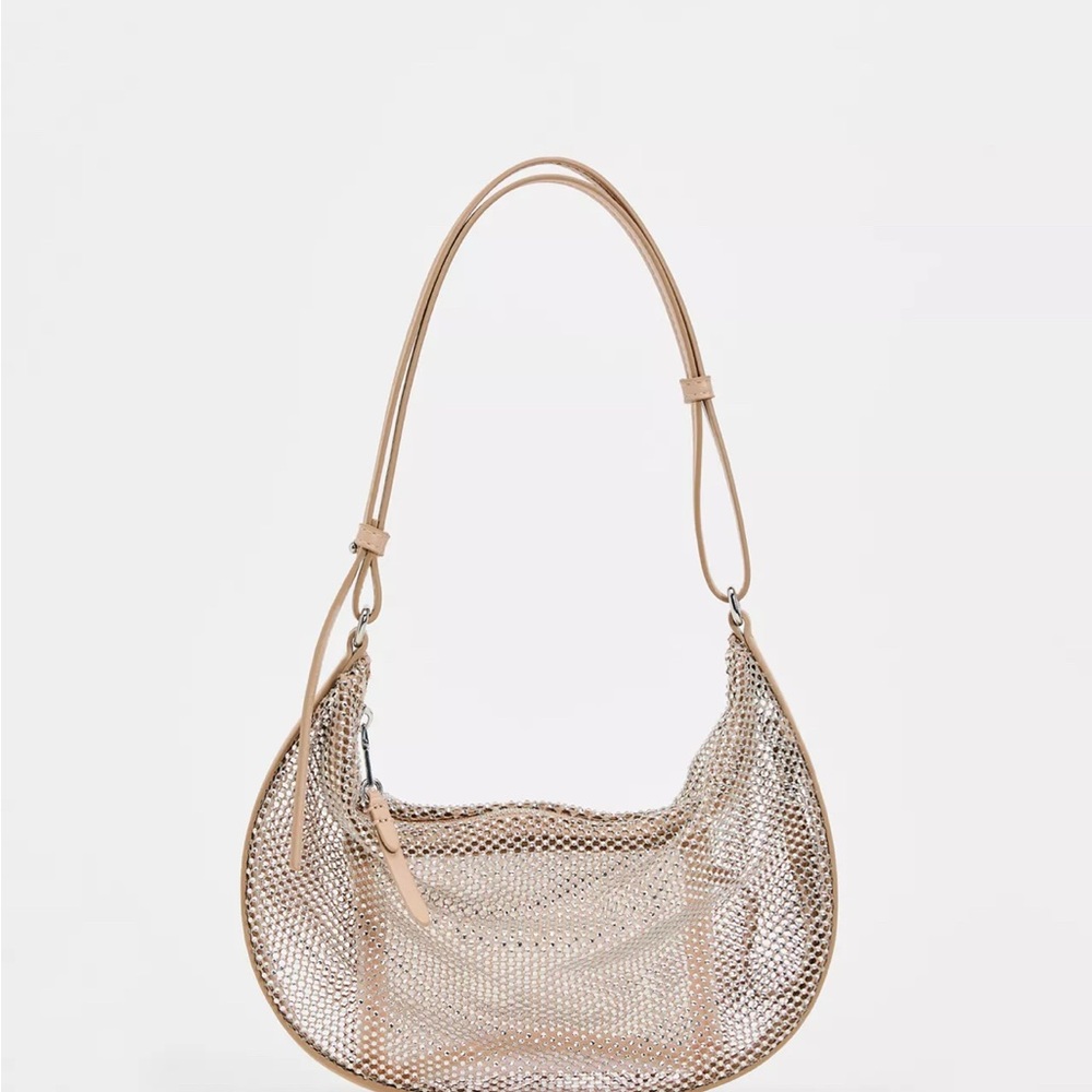 Zara Sparkly shoulder bag. Nude Mesh Women's Bag